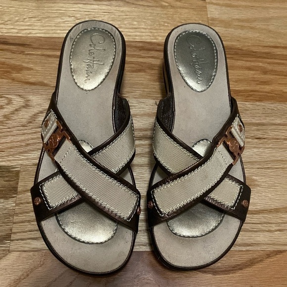 Cole Haan Nike Air Elke Slide Sandals Womens 7 Leather Rose gold old money comfy - Picture 1 of 9